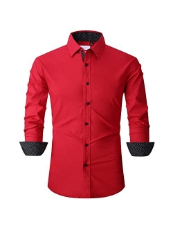 SAMERM Valentine Mens Dress Shirt Regular Fit Long Sleeve Button Down Shirts for Men(S-2XL)