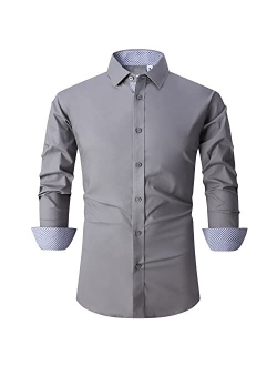 SAMERM Valentine Mens Dress Shirt Regular Fit Long Sleeve Button Down Shirts for Men(S-2XL)