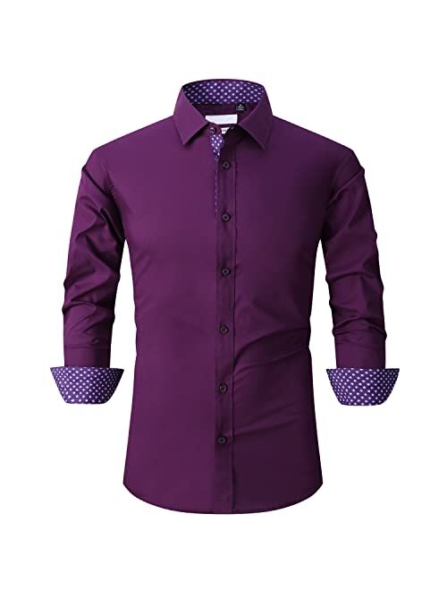 SAMERM Valentine Mens Dress Shirt Regular Fit Long Sleeve Button Down Shirts for Men(S-2XL)