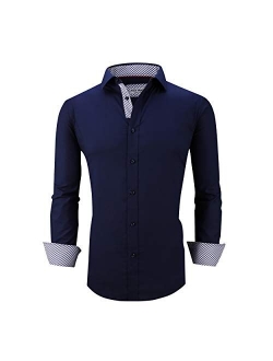 Alex Vando Valentine Mens Dress Shirts Regular Fit Long Sleeve Men Button Down Shirt