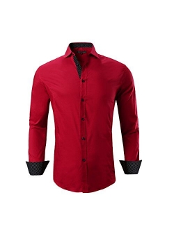 Alex Vando Valentine Mens Dress Shirts Regular Fit Long Sleeve Men Button Down Shirt