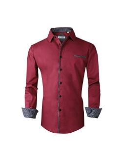 Alex Vando Valentine Mens Dress Shirts Regular Fit Long Sleeve Men Button Down Shirt