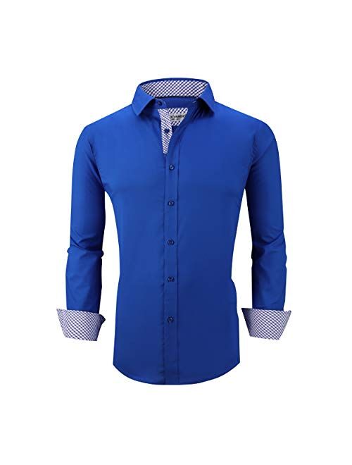 Alex Vando Valentine Mens Dress Shirts Regular Fit Long Sleeve Men Button Down Shirt