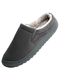 keluki Men's Memory Foam Slippers Warm Fleece Lining Microsuede Non Slip House Shoes With Arch Support