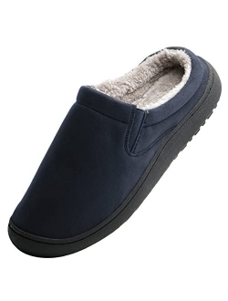 keluki Men's Memory Foam Slippers Warm Fleece Lining Microsuede Non Slip House Shoes With Arch Support