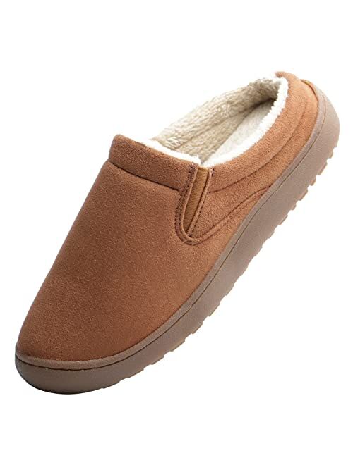 keluki Men's Memory Foam Slippers Warm Fleece Lining Microsuede Non Slip House Shoes With Arch Support