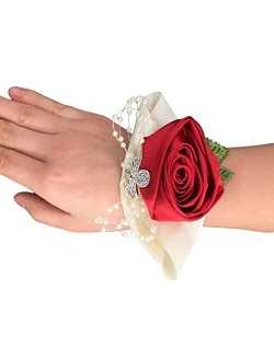 Jackcsale Wedding Bridal Corsage Bridesmaid Wrist Flower Corsage Flowers for Wedding Blue Pack of 2