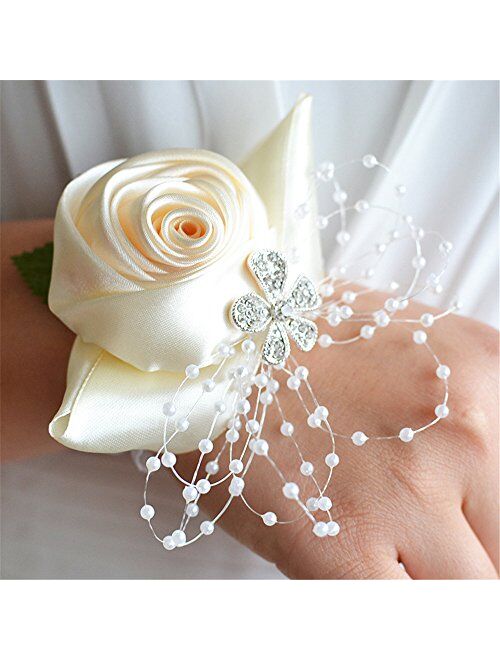 Jackcsale Wedding Bridal Corsage Bridesmaid Wrist Flower Corsage Flowers for Wedding Blue Pack of 2