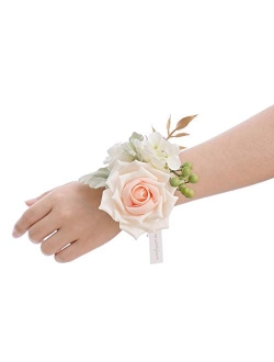 Ling's moment Set of 6 Dusty Blue Wrist & Shoulder Corsage for Wedding Ceremony for Bridesmaid Mother Grandmother for Bridal Shower Wedding Artificial Flower Prom