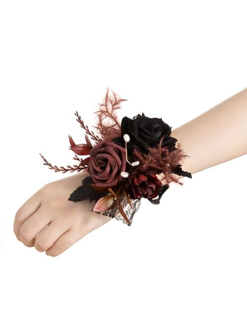 Ling's moment Set of 6 Dusty Blue Wrist & Shoulder Corsage for Wedding Ceremony for Bridesmaid Mother Grandmother for Bridal Shower Wedding Artificial Flower Prom