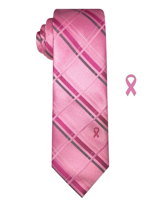 Susan G Komen Valentine Men's Classic Plaid Tie with Lapel Pin