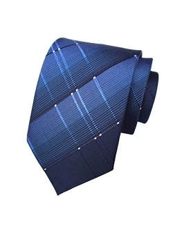 Secdtie Men's Classic Red Blue Striped Jacquard Woven Silk Tie Formal Necktie