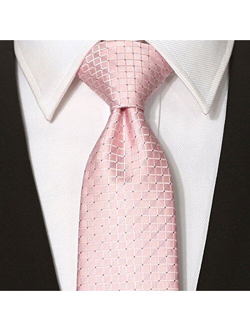 KissTies Mens Necktie Solid Color Checkered Ties For Men