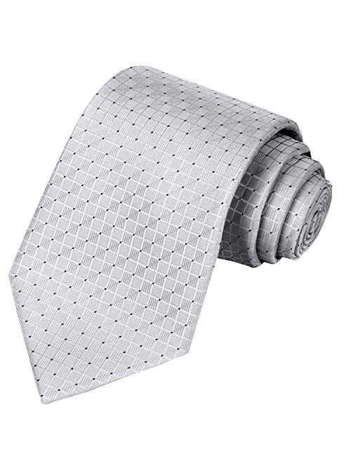 KissTies Mens Necktie Solid Color Checkered Ties For Men