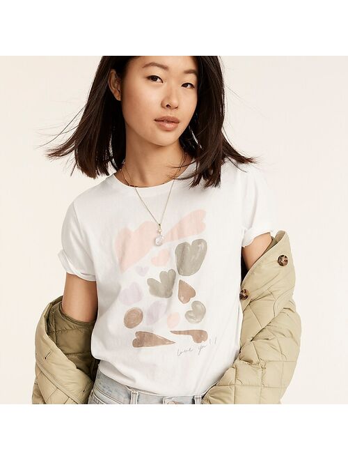 J.Crew Broken-in jersey abstract heart crewneck T-shirt