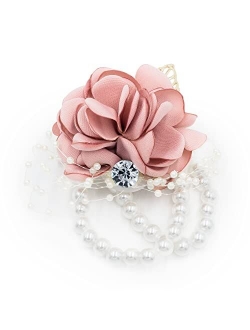 Bridal Wrist Corsages for Wedding Floral Corsages and Boutonniere Pins Set Party Prom Rose Women Girls Bracelets