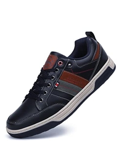 Mens Fashion Sneakers Casual Shoes Leather Breathable Comfortable Low-Top Walking Shoes