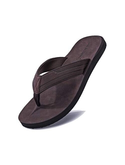 Flip Flops Mens Thong Sandals Leather Casual Comfort Flat Slides Slippers