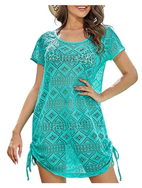 AS ROSE RICH Bathing Suit Cover Up for Women - Swimsuit Coverup for Women – Lace Beach Dresses – Regular and Plus Size