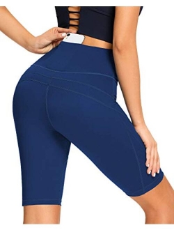 Biker Shorts for Women High Waist - 3 Pockets Spandex Workout Shorts Women - Regular and Plus Size