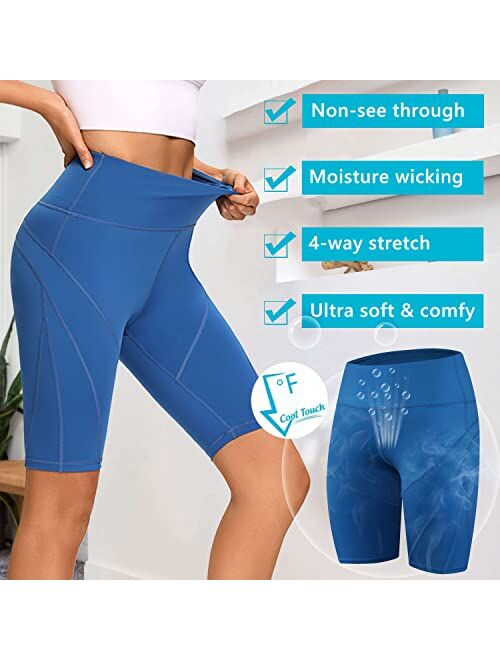 AS ROSE RICH Biker Shorts for Women High Waist - 3 Pockets Spandex Workout Shorts Women - Regular and Plus Size