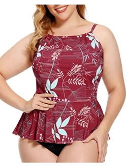 Plus Size Swimsuit for Women - Tummy Control Plus Size Bathing Suits - High Waisted Two Piece Bikini Tankini