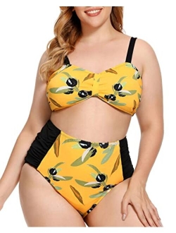 Plus Size Swimsuit for Women - Tummy Control Plus Size Bathing Suits - High Waisted Two Piece Bikini Tankini