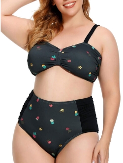 Plus Size Swimsuit for Women - Tummy Control Plus Size Bathing Suits - High Waisted Two Piece Bikini Tankini