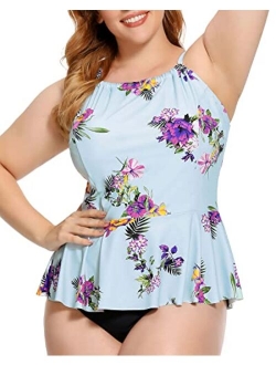 Plus Size Swimsuit for Women - Tummy Control Plus Size Bathing Suits - High Waisted Two Piece Bikini Tankini