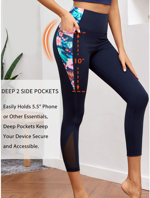 As Rose Rich Workout Leggings for Women 2 Side Pockets Yoga Pants, S-XL