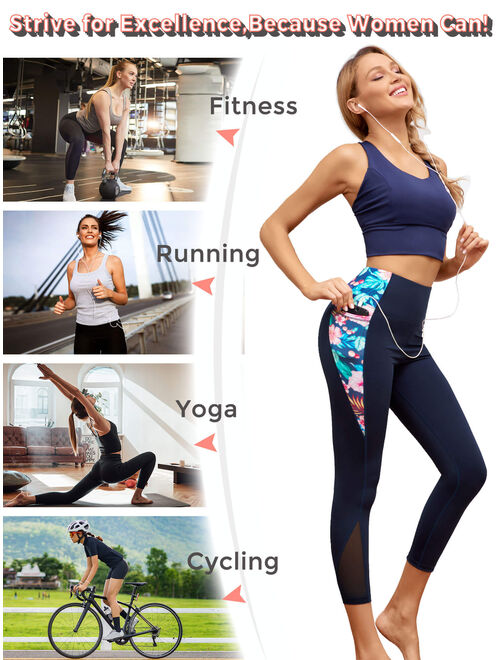 As Rose Rich Workout Leggings for Women 2 Side Pockets Yoga Pants, S-XL