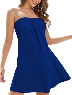 Women's Strapless Dress Beach Cover up Tube Top Dresses