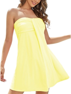 Women's Strapless Dress Beach Cover up Tube Top Dresses