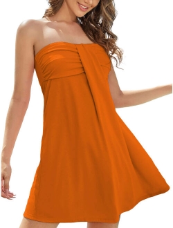 Women's Strapless Dress Beach Cover up Tube Top Dresses