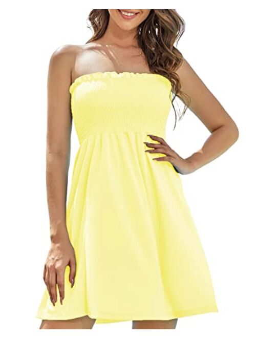 AS ROSE RICH Strapless Dress for Women - Beach Dresses for Women - Tube Top Dress