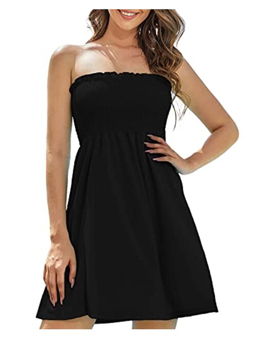 AS ROSE RICH Strapless Dress for Women - Beach Dresses for Women - Tube Top Dress