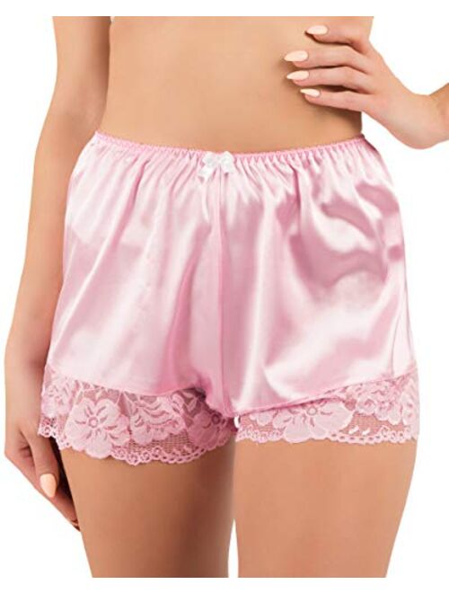 Satini Women's Lingerie Lace Briefs Panties French Knickers Satin Shorts