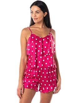 Lingerie Satin Pajamas Set Cami Shorts Polka Dot Sleepwear Nightwear