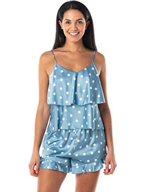 Satini Lingerie Satin Pajamas Set Cami Shorts Polka Dot Sleepwear Nightwear