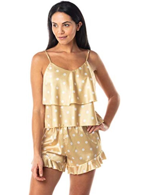 Satini Lingerie Satin Pajamas Set Cami Shorts Polka Dot Sleepwear Nightwear