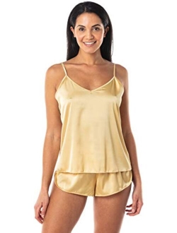 Lingerie Satin Pajamas Set Cami Shorts Sleepwear Nightwear