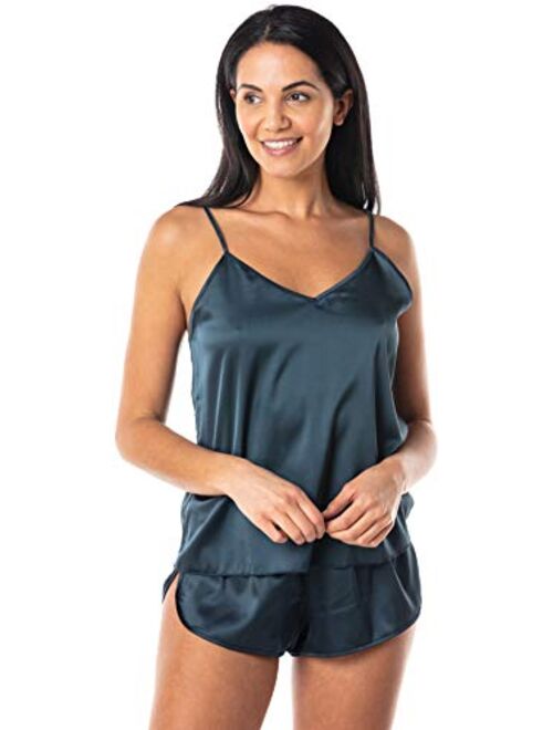 Satini Lingerie Satin Pajamas Set Cami Shorts Sleepwear Nightwear