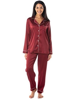 Pajamas Long Sleeve Button Down Set Satin Sleepwear Nightwear Loungewear