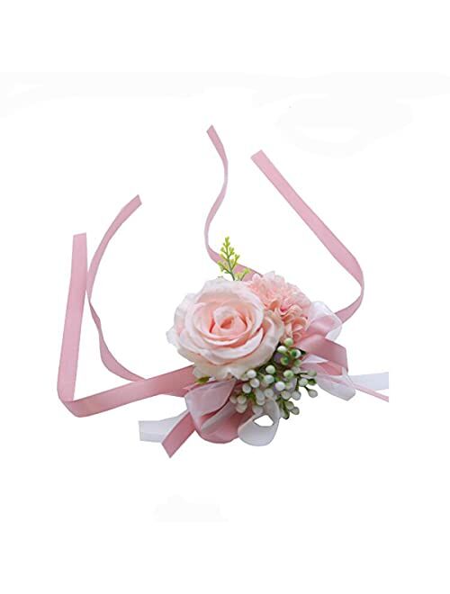 Skydume Snadulor 1 Pcs Wedding Bridal Wrist Corsage Prom Wrist Flower Corsage Flowers for Wedding Party, Graduation Party(Champagne), One Size