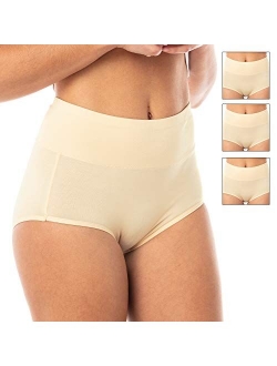 High Waist Cotton Full Coverage Soft Seamless Breathable Comfort Panties Briefs Underwear