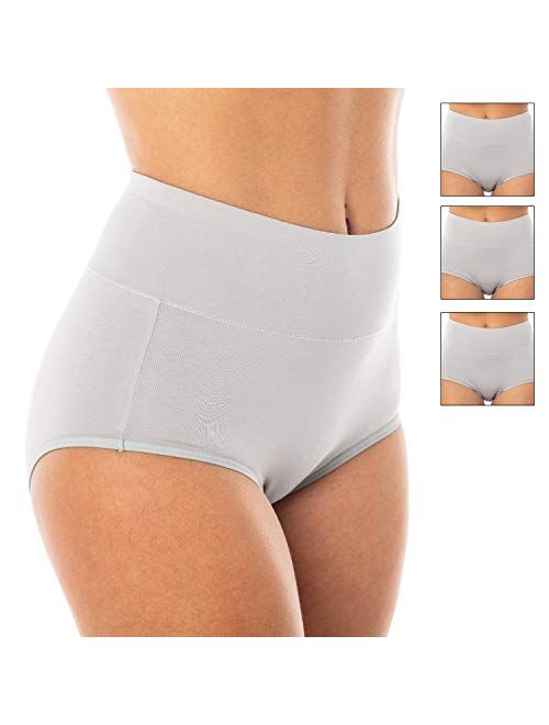 Satini High Waist Cotton Full Coverage Soft Seamless Breathable Comfort Panties Briefs Underwear