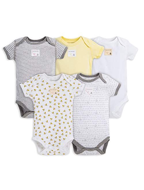 Burt's Bees Baby Unisex Baby Bodysuits, 5-Pack Short & Long Sleeve One-Pieces, 100% Organic Cotton