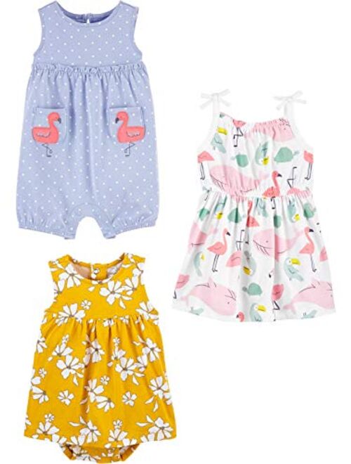 Simple Joys by Carter's Toddler and Baby Girls' Romper, Sunsuit and Dress, Pack of 3