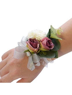 Skydume Snadulor 1 Pcs Small Fresh Artificial Flower Wrist Flower Corsage,Used for Outdoor Wedding,Wedding Anniversary,Party(Blue)