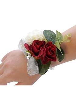 Skydume Snadulor 1 Pcs Small Fresh Artificial Flower Wrist Flower Corsage,Used for Outdoor Wedding,Wedding Anniversary,Party(Blue)